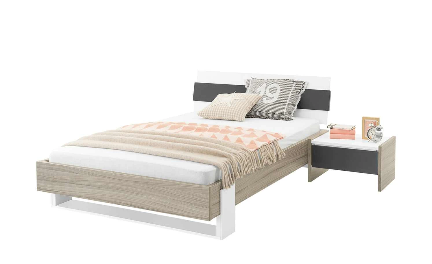 Bettgestell Holly | Treibholz (Nachbildung) / Weiß / Anthrazit 120 cm 8 Bettgestell Holly | Treibholz (Nachbildung) / Weiß / Anthrazit 120 cm – Bild 6