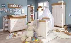 Standregal Bornholm | Kiefer Weiß / Kiefer antikfarben