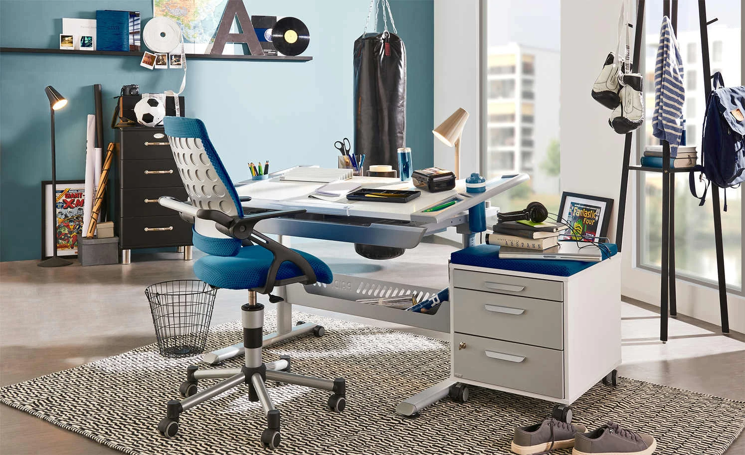 PAIDI Schülerschreibtisch Tablo | Kreideweiß / Azurblau 3 PAIDI Schülerschreibtisch Tablo | Kreideweiß / Azurblau