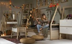 VOX Bettgestell mit Bettkasten Spot | Akazie (Nachbildung) / Weiß