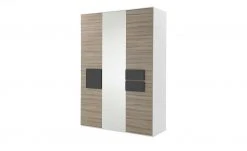 Kleiderschrank, 3-türig Holly | Weiß / Treibholz (Nachbildung) / Anthrazit mit Spiegeltür