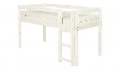 FLEXA Halbhohes Bett Flexa Classic | Kiefer Weiß senkrechte Leiter 90x200 cm