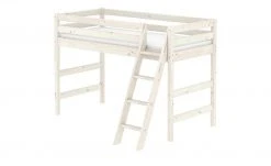 FLEXA Mittelhohes Bett Flexa Classic | Kiefer Weiß Schrägleiter