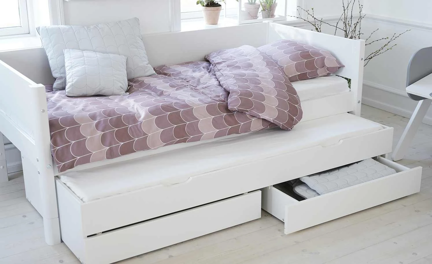 FLEXA Bett mit Ausziehbett und 2 Schubkästen Flexa White | Weiß 4 FLEXA Bett mit Ausziehbett und 2 Schubkästen Flexa White | Weiß – Bild 2