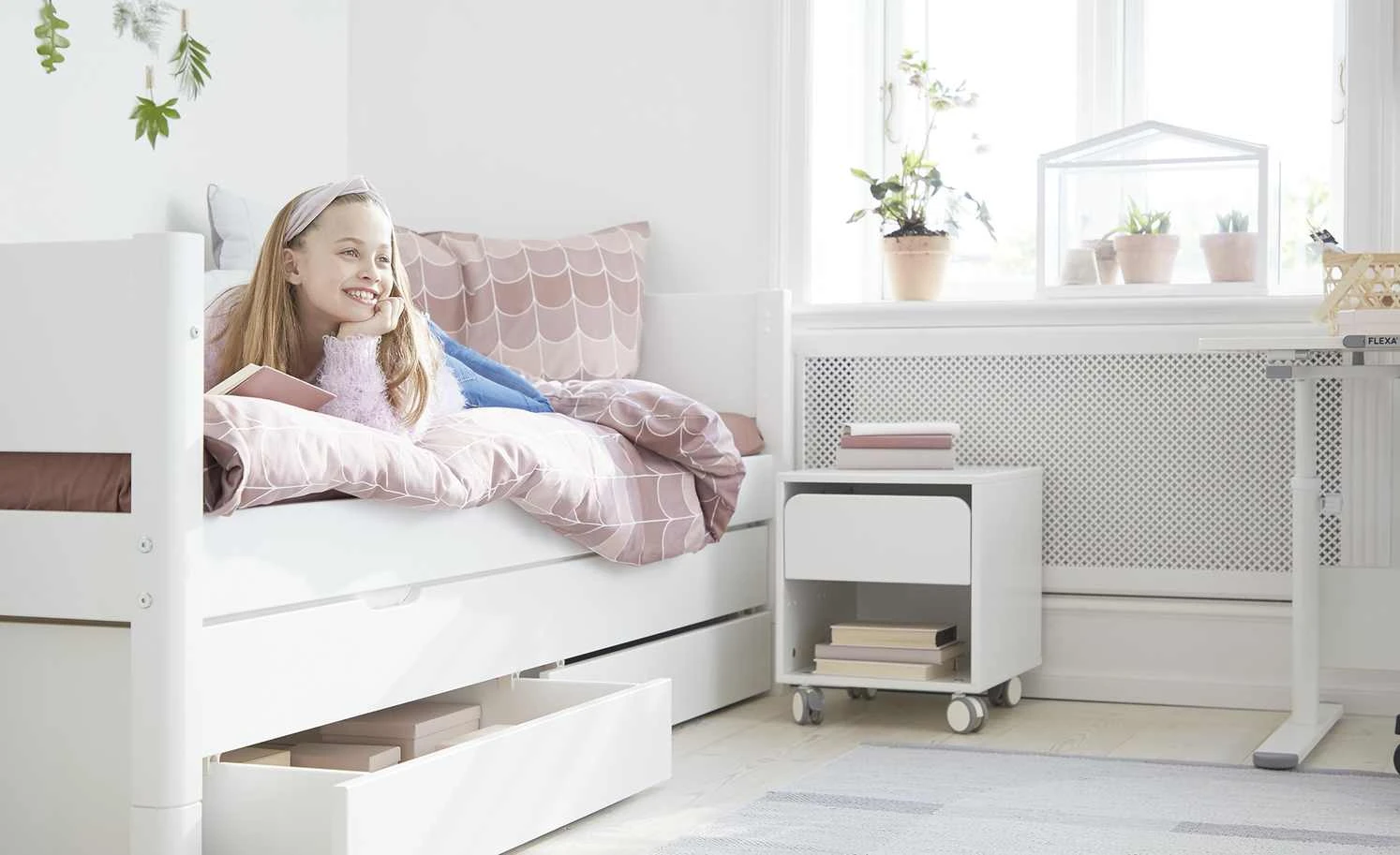 FLEXA Bett mit Ausziehbett und 2 Schubkästen Flexa White | Weiß 3 FLEXA Bett mit Ausziehbett und 2 Schubkästen Flexa White | Weiß
