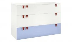 now! by hülsta minimo Kommode Minimo | Ausführung 3 (3 Schübe) 135,2|cm Weiß / Hellblau