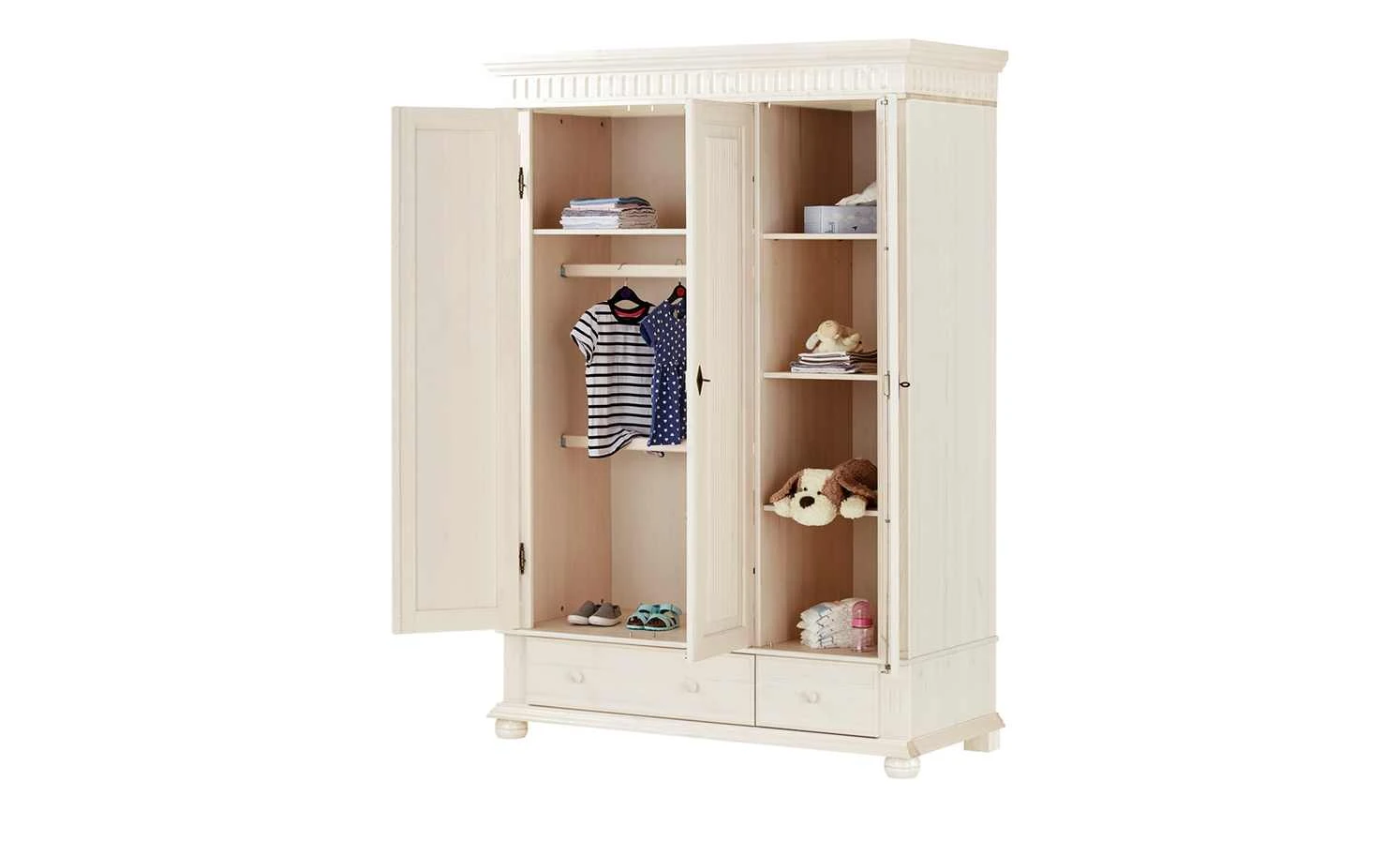 Kleiderschrank, 3-türig Bornholm | Kiefer Weiß 10 Kleiderschrank, 3-türig Bornholm | Kiefer Weiß – Bild 8