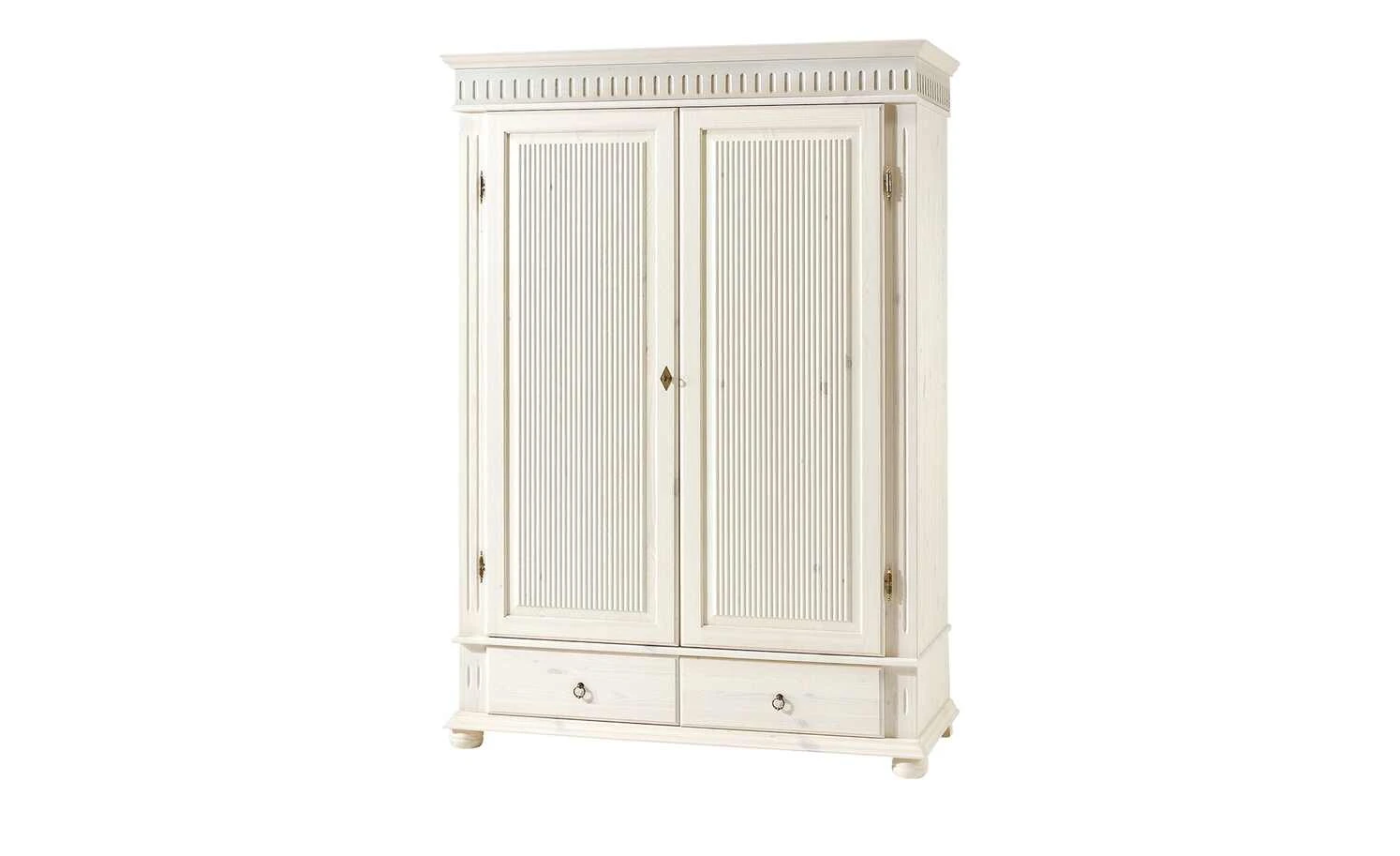 Kleiderschrank, 2-türig Bornholm | Kiefer Weiß durchgehende gemusterte Tür 3 Kleiderschrank, 2-türig Bornholm | Kiefer Weiß durchgehende gemusterte Tür