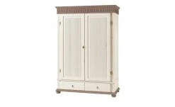 Kleiderschrank, 2-türig Bornholm | Kiefer Weiß / Kiefer lavafarben durchgehende gemusterte Tür