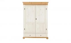 Kleiderschrank, 2-türig Bornholm | Kiefer Weiß / Kiefer antikfarben geteilte gemusterte Tür -Kindermöbel Verkaufsladen 11119777 3 201901221138