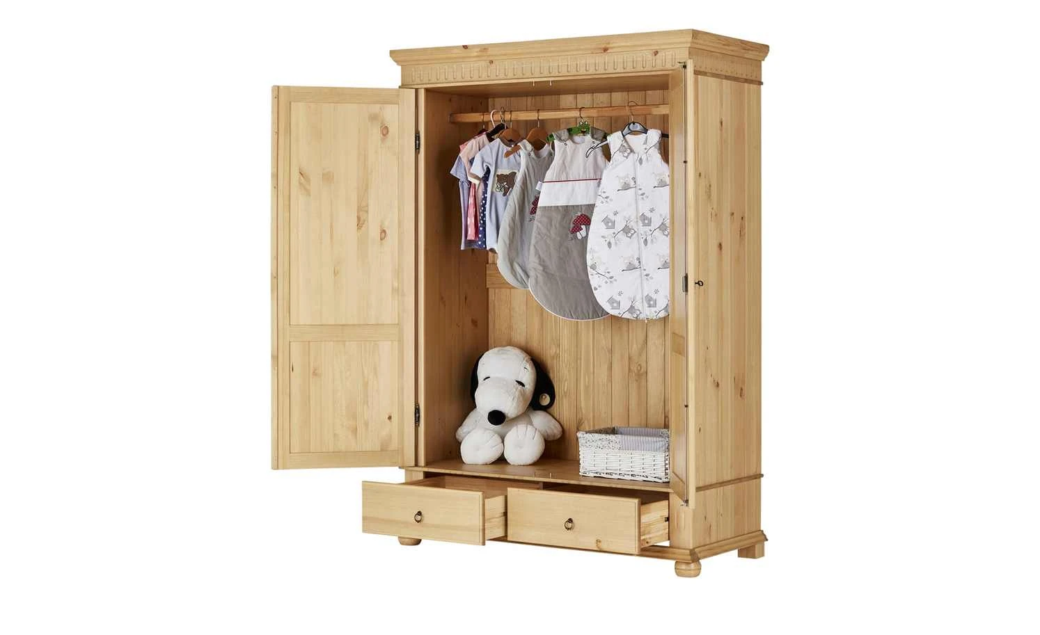 Kleiderschrank, 2-türig Bornholm | Kiefer antikbrushfarben geteilte gemusterte Tür 16 Kleiderschrank, 2-türig Bornholm | Kiefer antikbrushfarben geteilte gemusterte Tür – Bild 14