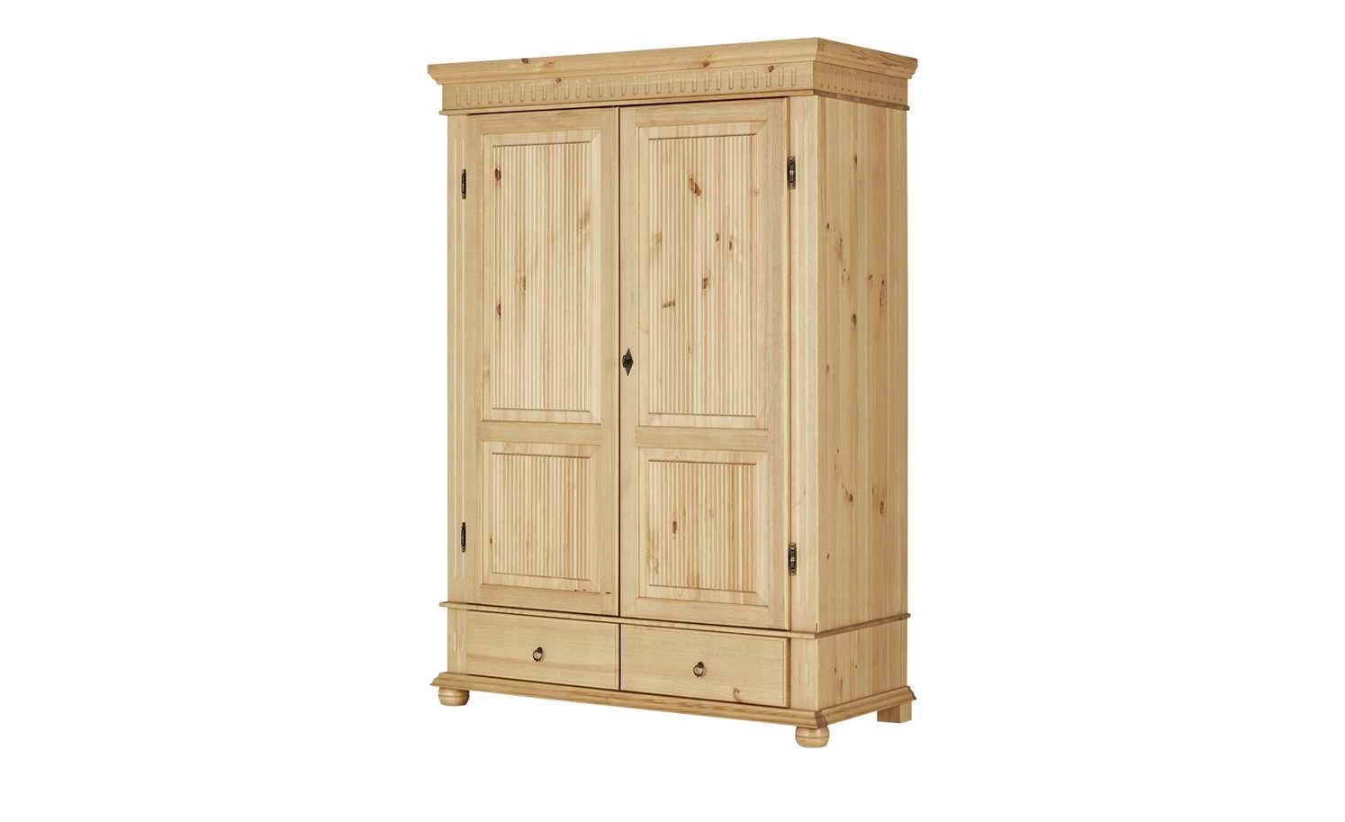 Kleiderschrank, 2-türig Bornholm | Kiefer antikbrushfarben geteilte gemusterte Tür 4 Kleiderschrank, 2-türig Bornholm | Kiefer antikbrushfarben geteilte gemusterte Tür – Bild 2