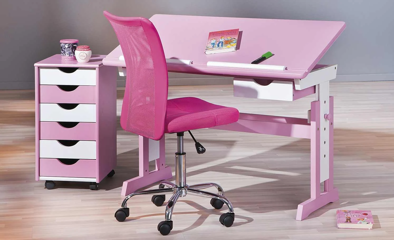 Schreibtisch Isle | Rosa / Weiß 4 Schreibtisch Isle | Rosa / Weiß – Bild 2