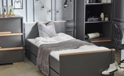 Bett Soe | Grau / Buche