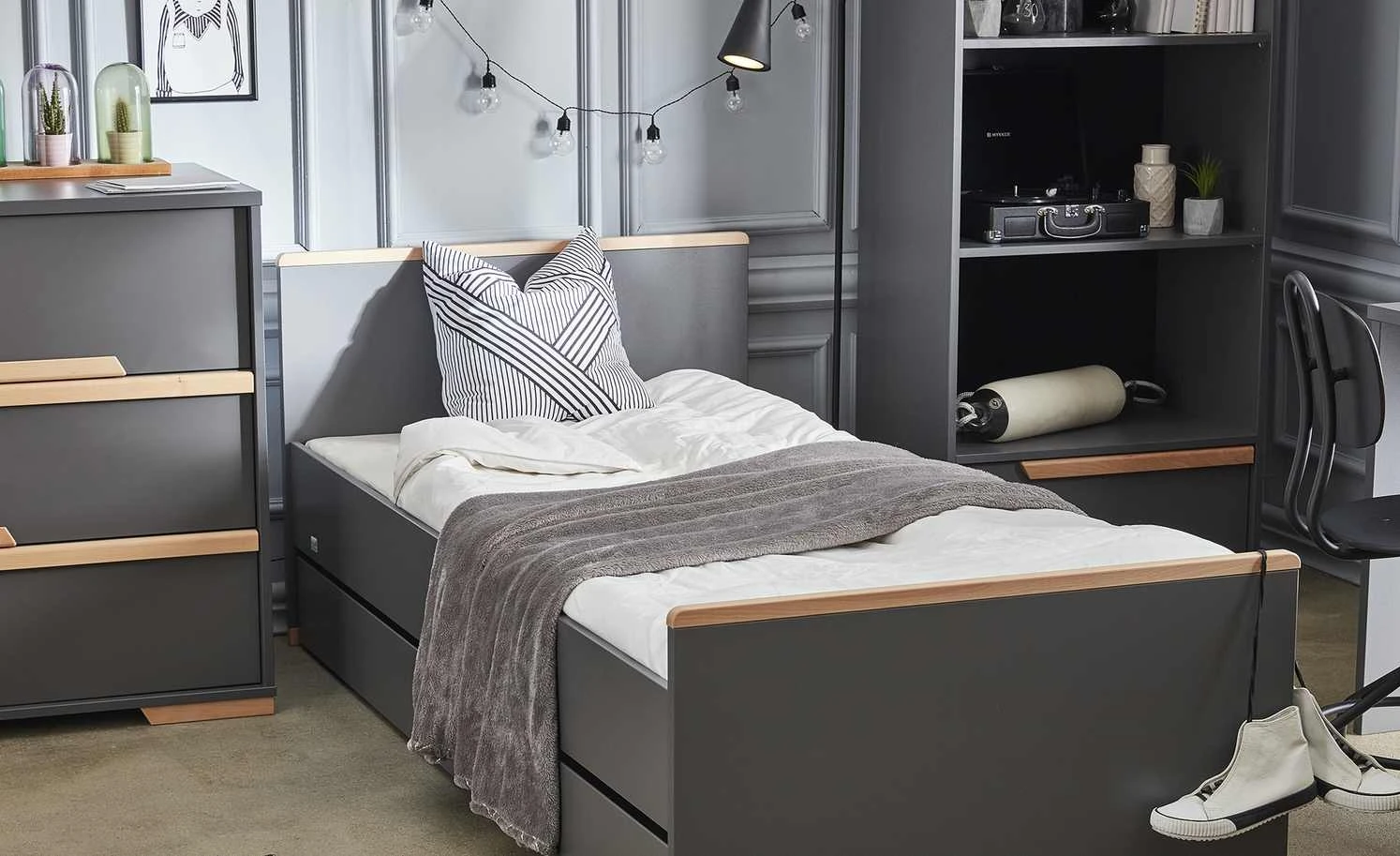 Bett Soe | Grau / Buche 3 Bett Soe | Grau / Buche