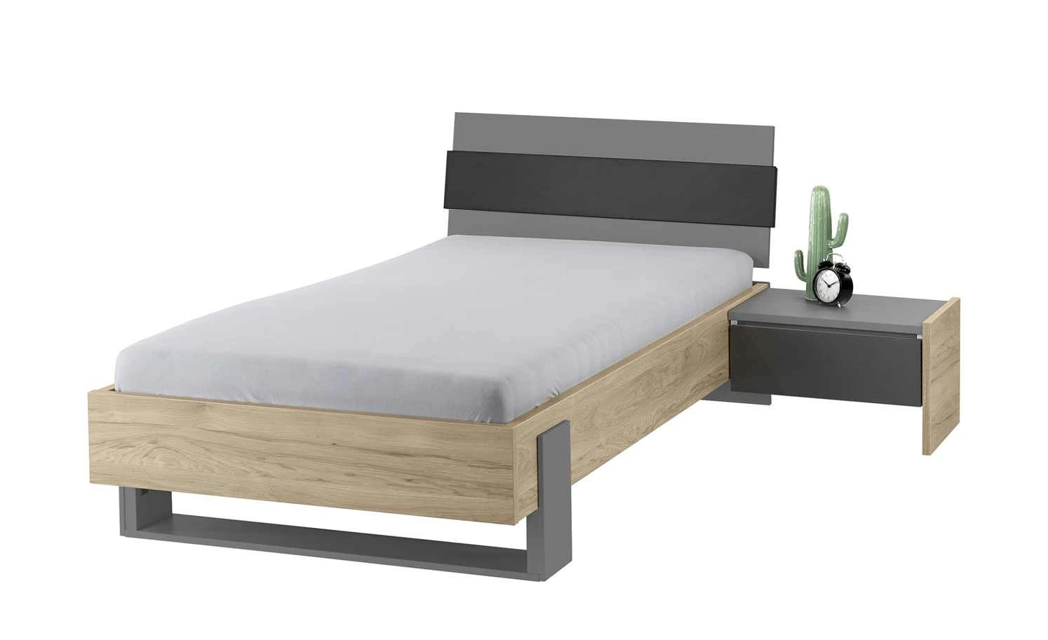 Bettgestell Holly | Mittelgrau / Hickory (Nachbildung) / Anthrazit 90 cm 6 Bettgestell Holly | Mittelgrau / Hickory (Nachbildung) / Anthrazit 90 cm – Bild 4