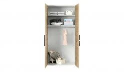 Kleiderschrank, 2-türig Holly | Weiß / Hickory (Nachbildung) / Anthrazit 101,3|cm -Kindermöbel Verkaufsladen 12114043 6 202001082240