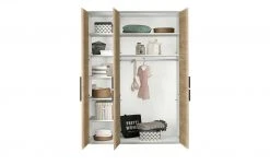 Kleiderschrank, 3-türig Holly | Weiß / Hickory (Nachbildung) / Anthrazit ohne Spiegeltür -Kindermöbel Verkaufsladen 12114047 4 202001082240