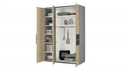 Kleiderschrank, 3-türig Holly | Mittelgrau / Hickory (Nachbildung) / Anthrazit ohne Spiegeltür -Kindermöbel Verkaufsladen 12114048 3 202001082240