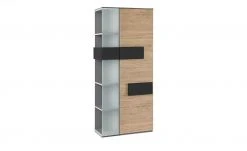 Vitrine Holly | Mittelgrau / Hickory (Nachbildung) / Anthrazit rechts