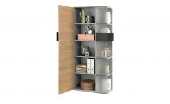 Vitrine Holly | Mittelgrau / Hickory (Nachbildung) / Anthrazit links -Kindermöbel Verkaufsladen 12114078 4 202003242242