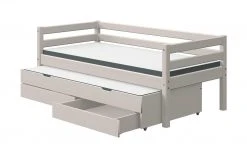 FLEXA Bett mit Ausziehbett und Schubladen Flexa Classic | Kiefer Grau