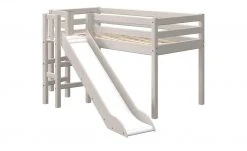 FLEXA Halbhohes Bett mit Rutsche Flexa Classic | Kiefer Grau