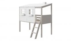 FLEXA Halbhochbett-Gestell Flexa Classic Haus | Kiefer Grau / Weiß Kiefer Grau -Kindermöbel Verkaufsladen 12114216 2 202002062236