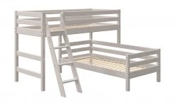 FLEXA Mittelhohes Kombibett mit Leiter Flexa Classic | Kiefer Grau Schrägleiter -Kindermöbel Verkaufsladen 12114221 2 202001212236