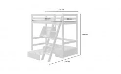 FLEXA Casa Hochbett Flexa Classic | Kiefer grau Schrägleiter -Kindermöbel Verkaufsladen 12114237 1 202111252244