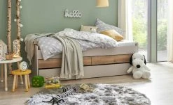 Duobett mit Stauraum Grow Up | Sandgrau / Risseiche (Nachbildung) 90 cm