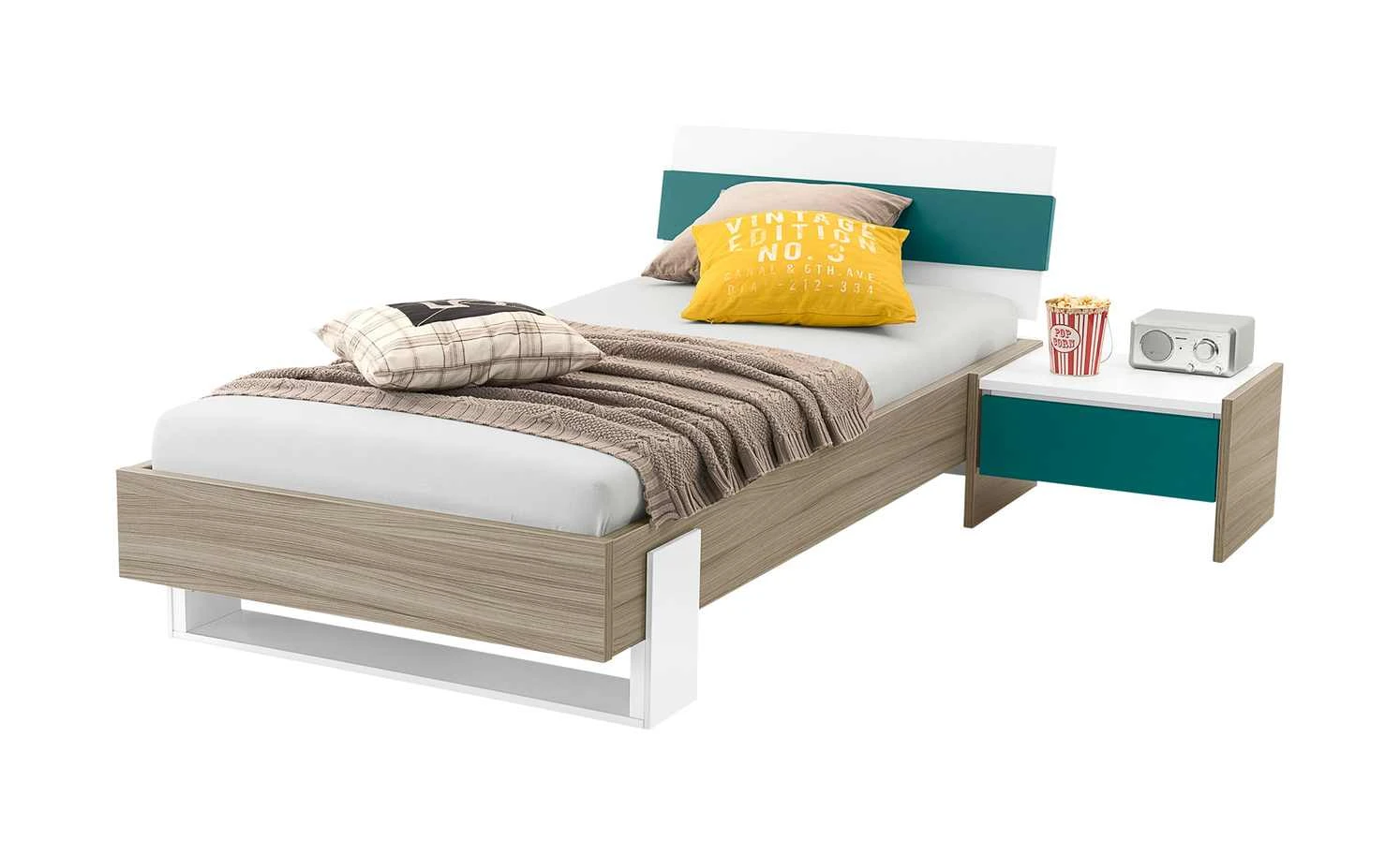 Bettgestell Holly | Weiß / Driftwood (Nachbildung) / Petrol 90 cm 7 Bettgestell Holly | Weiß / Driftwood (Nachbildung) / Petrol 90 cm – Bild 5