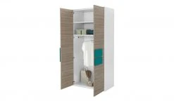 Kleiderschrank, 2-türig Holly | Weiß / Treibholz (Nachbildung) / Petrol 101,3|cm -Kindermöbel Verkaufsladen 12114606 2 202002140031