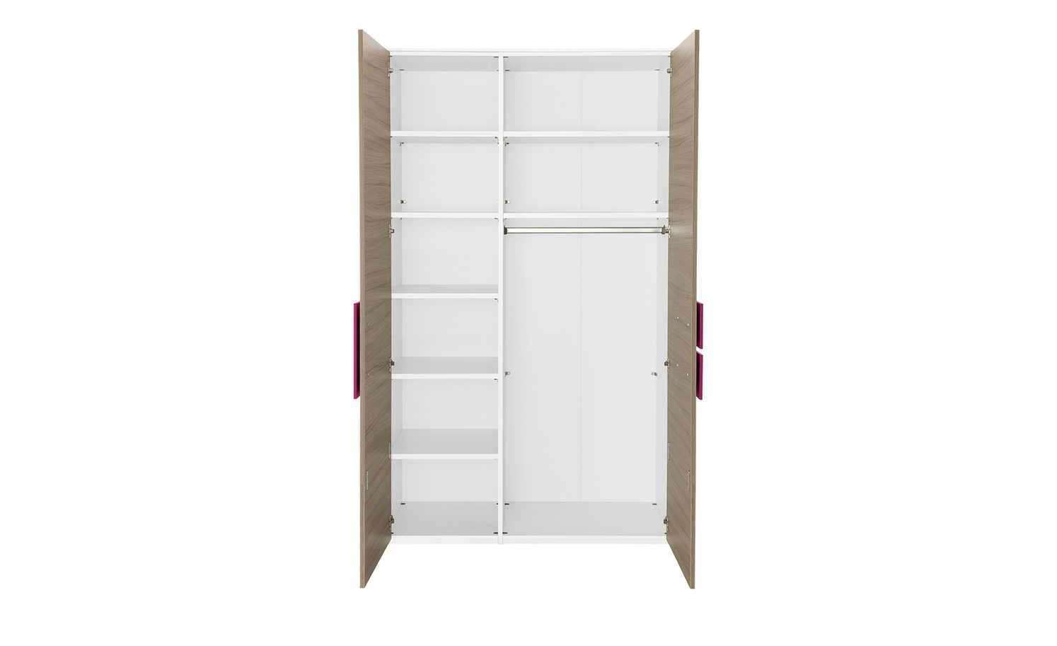 Kleiderschrank, 2-türig Holly | Weiß / Treibholz (Nachbildung) / Fuchsia 126,3|cm 4 Kleiderschrank, 2-türig Holly | Weiß / Treibholz (Nachbildung) / Fuchsia 126,3|cm – Bild 2