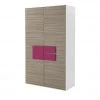 Kleiderschrank, 2-türig Holly | Weiß / Treibholz (Nachbildung) / Fuchsia 126,3|cm -Kindermöbel Verkaufsladen 12114611 4 202002140031