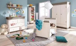 Kleiderschrank, 3-türig Bornholm | Kiefer Weiß / Kiefer lavafaben