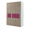 Kleiderschrank, 3-türig Holly | Weiß / Treibholz (Nachbildung) / Fuchsia ohne Spiegeltür -Kindermöbel Verkaufsladen 12114620 4 202002140031