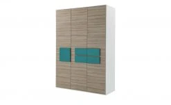 Kleiderschrank, 3-türig Holly | Weiß / Treibholz (Nachbildung) / Petrol ohne Spiegeltür