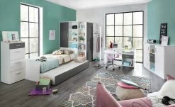 Schreibtisch Joker | Weiß / Graphitgrau mit Schubkasten