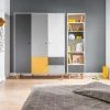 VOX Kleiderschrank Concept | Weiß / Graphitgrau / Grau / Saffron (Gelb) 153|cm -Kindermöbel Verkaufsladen 12116777 5 202109132232