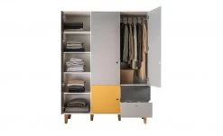VOX Kleiderschrank Concept | Weiß / Graphitgrau / Grau / Saffron (Gelb) 153|cm -Kindermöbel Verkaufsladen 12116777 8 202109222242